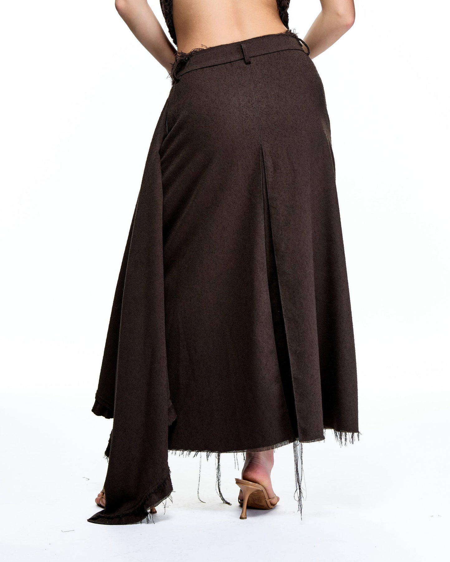 BOUCLE DRAPY RUFFLE SKIRT
