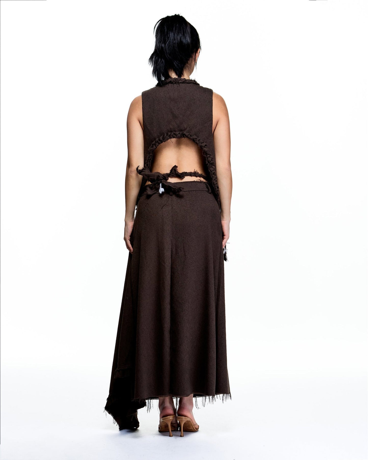 BOUCLE DRAPY RUFFLE SKIRT