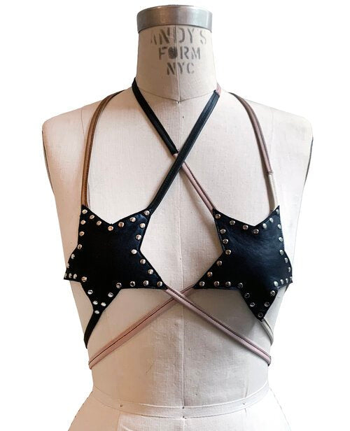 LEATHER STUD STAR TOP - MULTIPLE COLORS