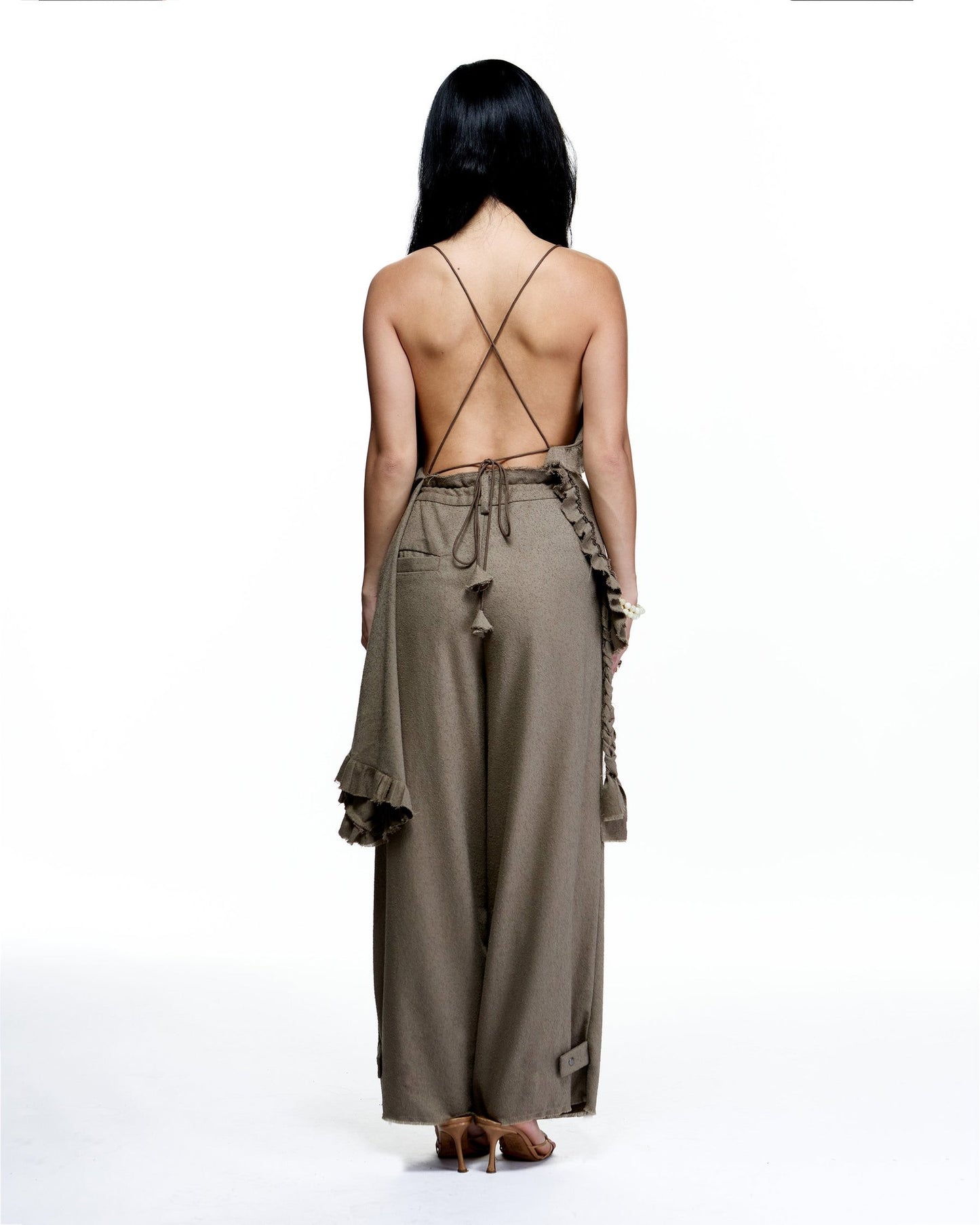 BOUCLE FLOWY RELAX CROPPED PANTS