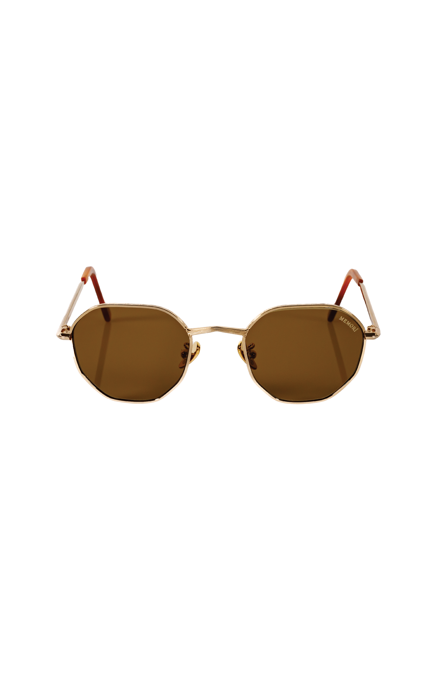 Hexagon Sunglasses in Gold - Warm Brown Lenses