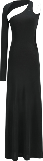 Seacell© One Shoulder Gown With Waist Cutout in Black