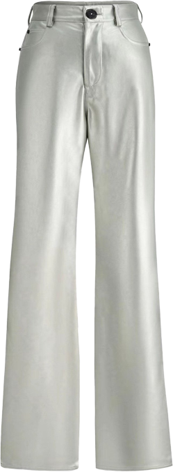 Protein Leather Tailored Straight Pants in SILVER