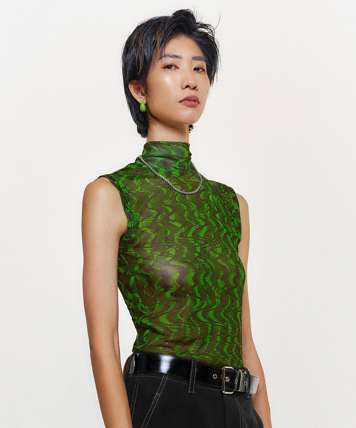 Unisex Sleeveless Psychedelic Mesh Shirt