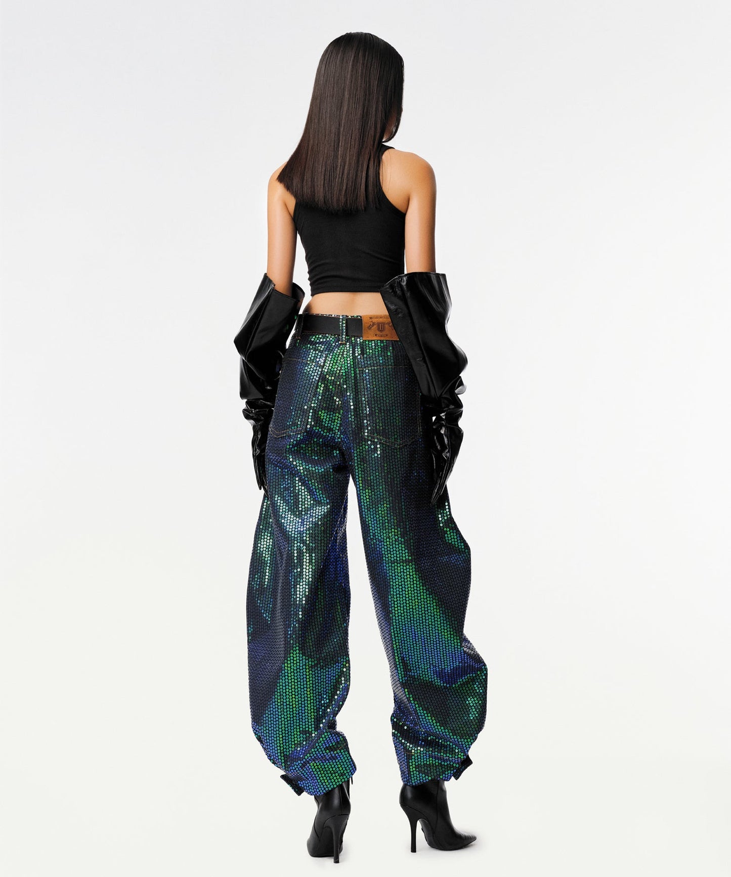 Unisex Matrix Sequin Horseshoe Jeans