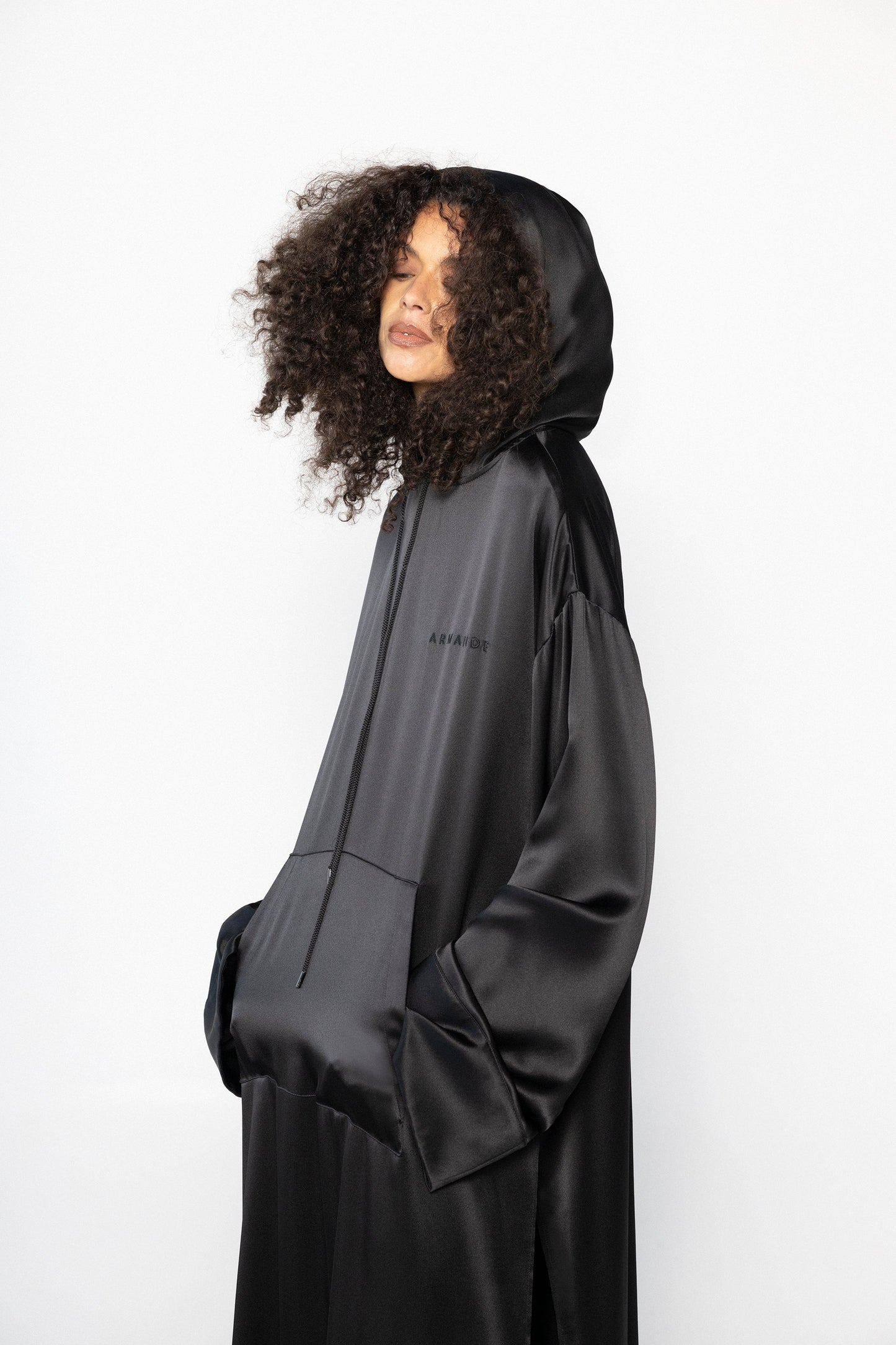 Closr x Armande Silk Monogram Hoodie Dress