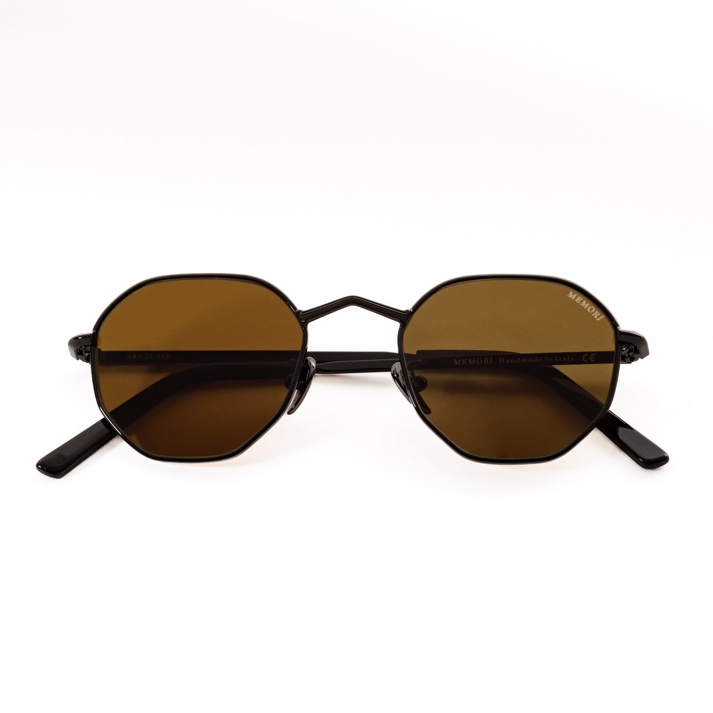 Hexagon Sunglasses in Black- Dk. Olive Lenses