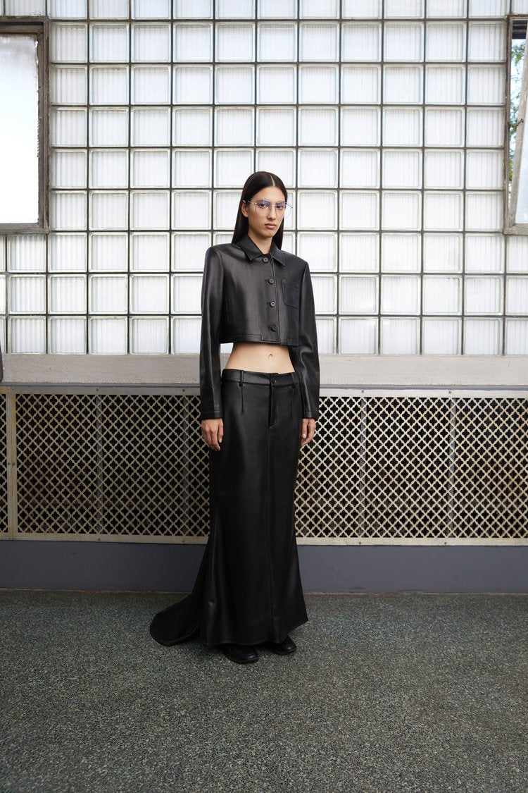 BioLeather Low Waist Maxi Skirt with Fishtail