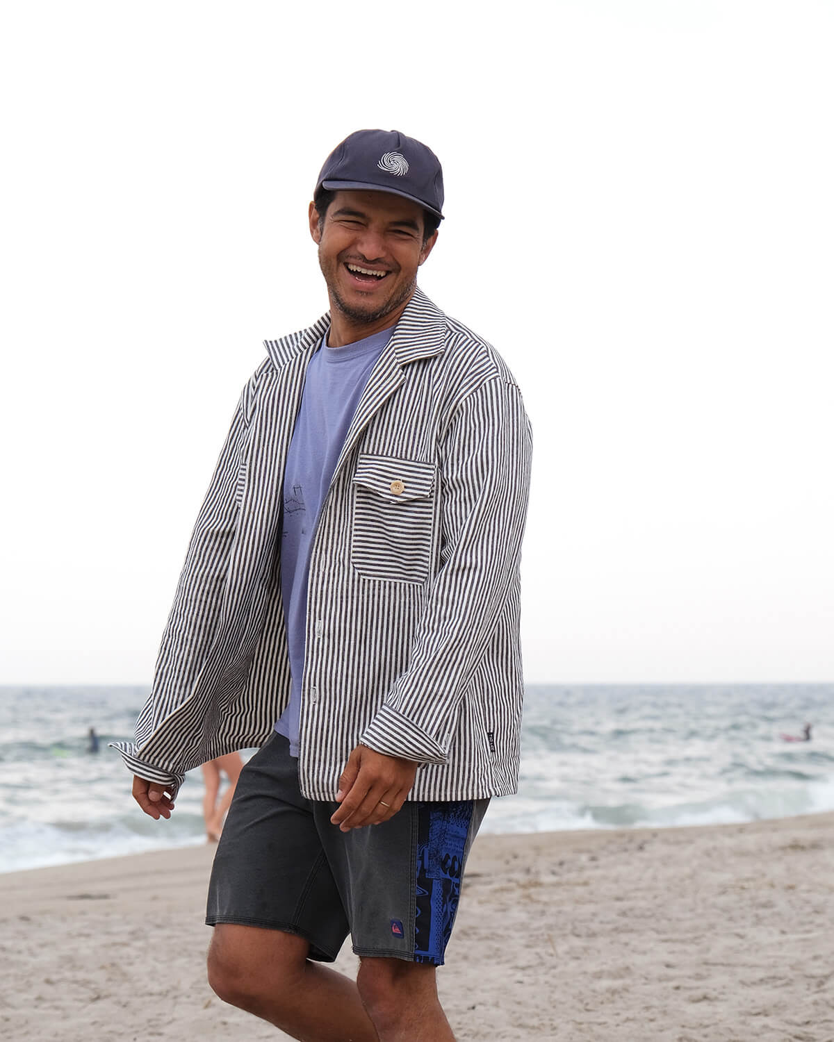 The Rockaway Overshirt in Striped Hemp