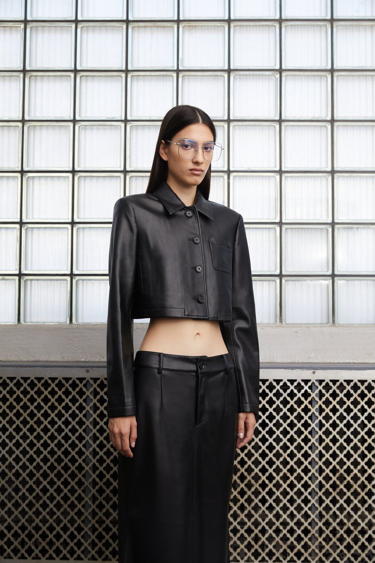 BioLeather Cropped Tailored Leather Jacket