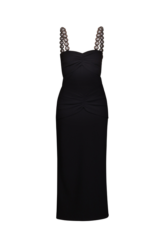 Ember Pearl Midi Dress Black