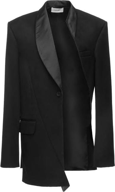 BLACK ASYMMETRICAL WOOL JACKET