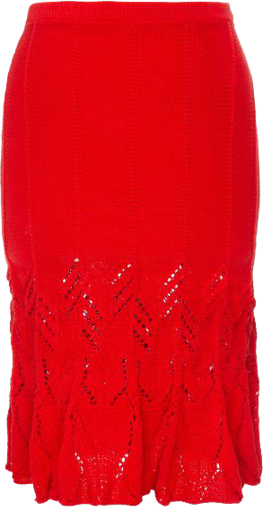 RED HAND KNITTED TULIP SKIRT