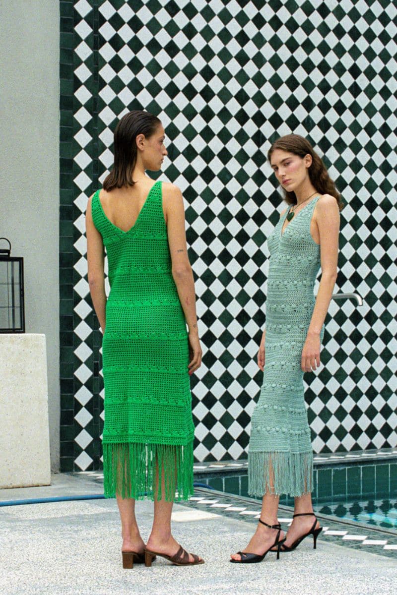 GREEN GLASS KNITTED MIDI DRESS