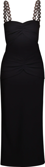 Ember Pearl Midi Dress Black