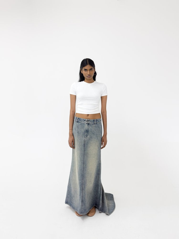 FIR© CROPPED TEE with Side Pleats in WHITE