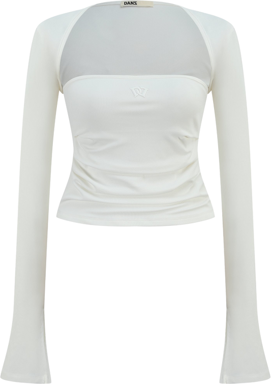 FIR© TUBE TOP with Side Pleats and Detachable Sleeves in White