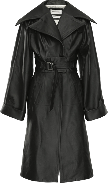 BLACK LEATHER COAT