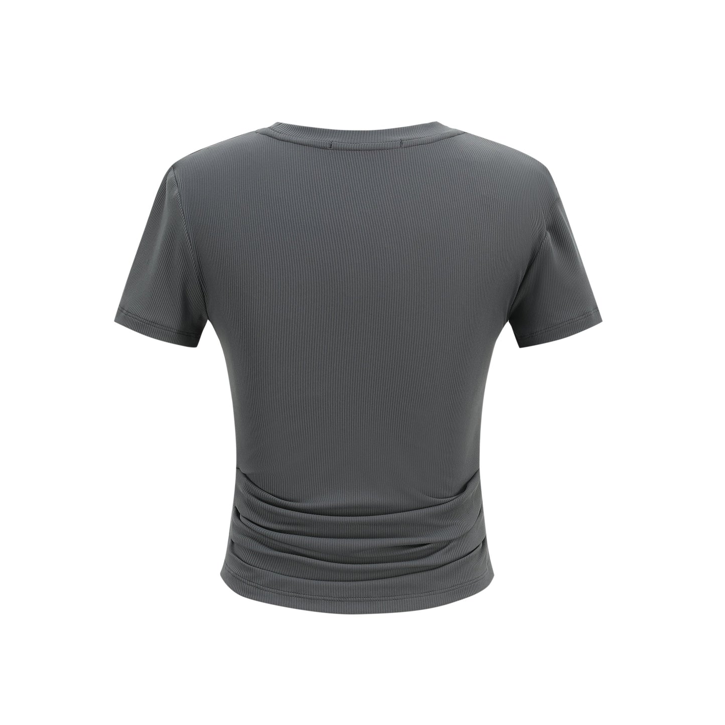 FIR© Cropped Tee with Side Pleates in Gray