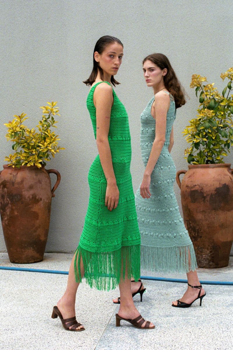 GREEN GLASS KNITTED MIDI DRESS