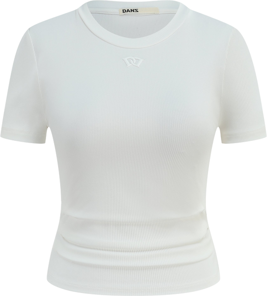 FIR© CROPPED TEE with Side Pleats in WHITE