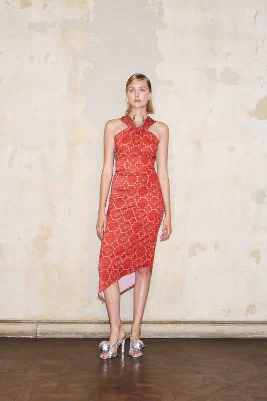 ROMULO DRESS PRINT RED