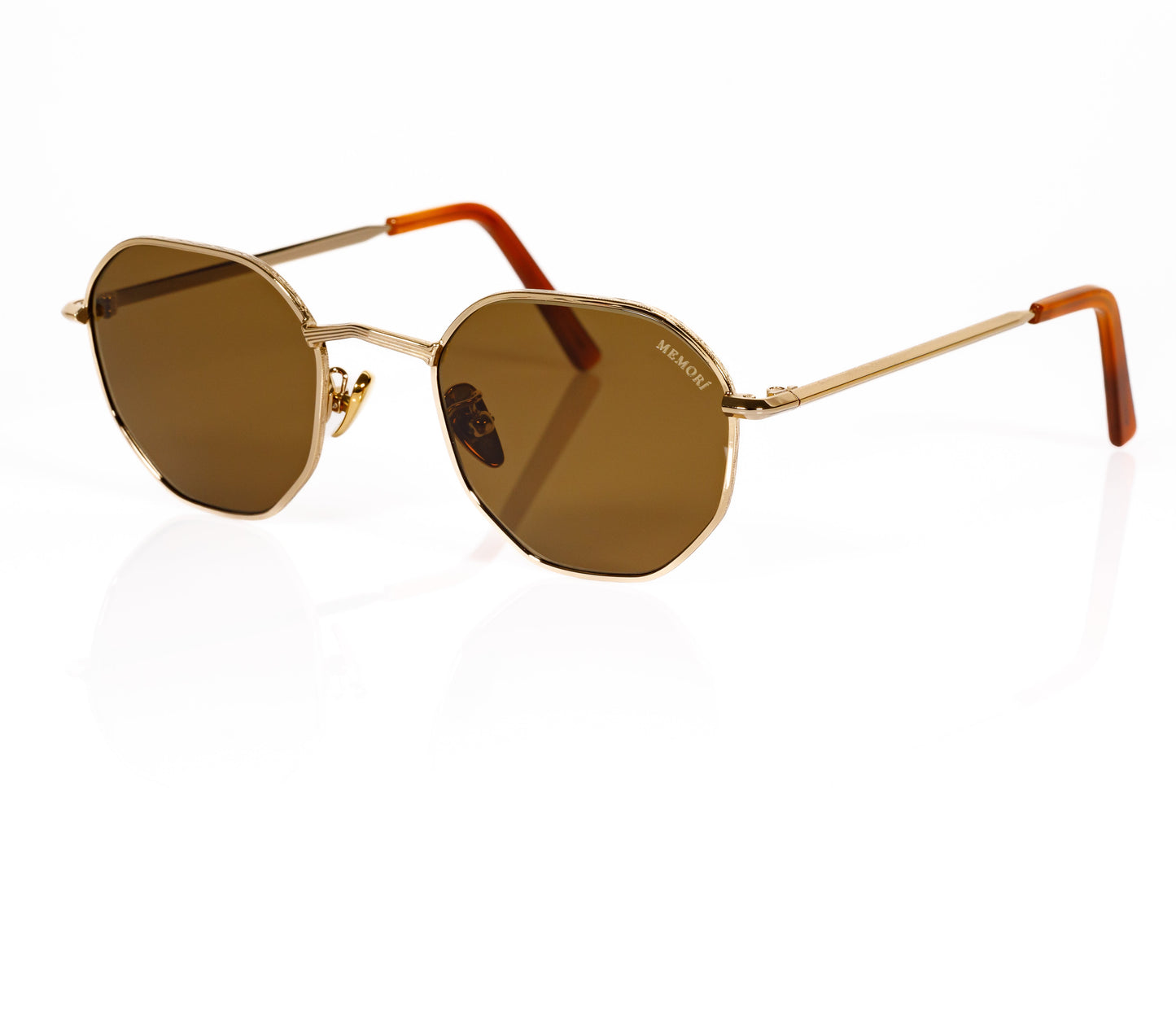 Hexagon Sunglasses in Gold - Warm Brown Lenses