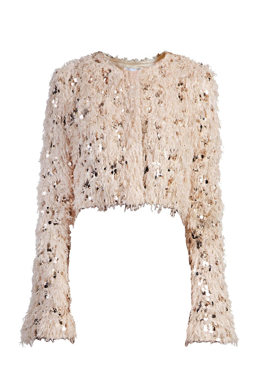 Closr x Joya Ma Beige Fluffy Cropped Jacket