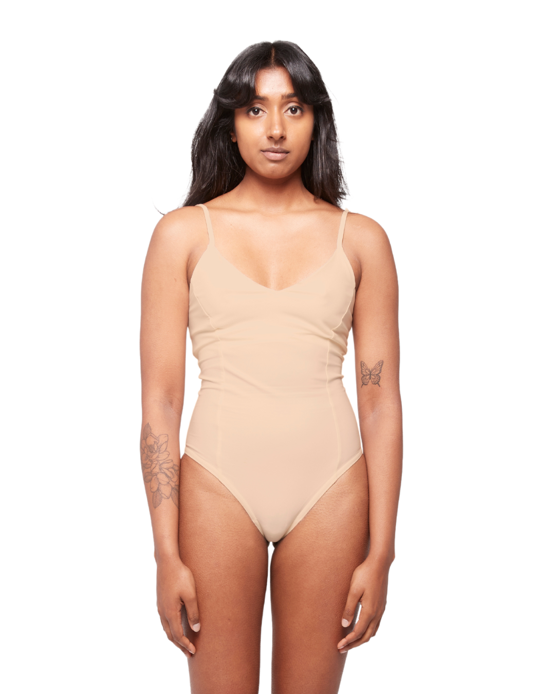 HA 003 - V-NECK BODYSUIT - CAMEL