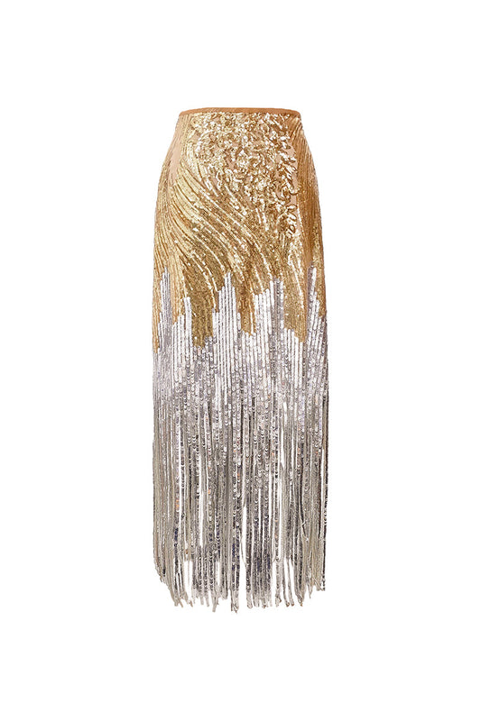 CATALINA SKIRT IN GOLD AND SILVER SEQUIN