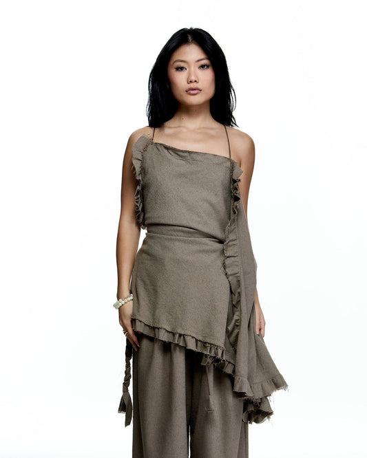 BOUCLE FLOWY RUFFLE CAMISOLE