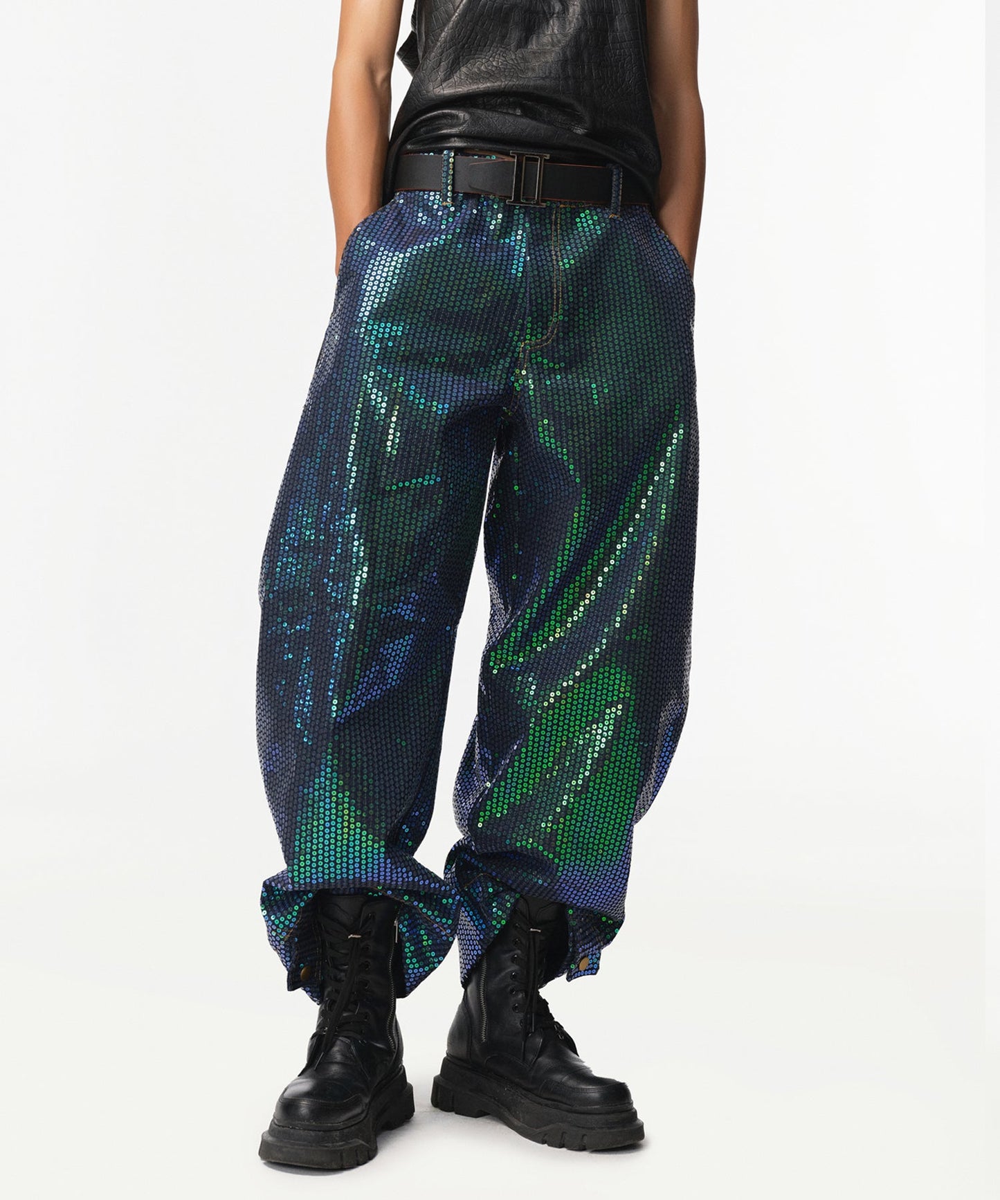 Unisex Matrix Sequin Horseshoe Jeans