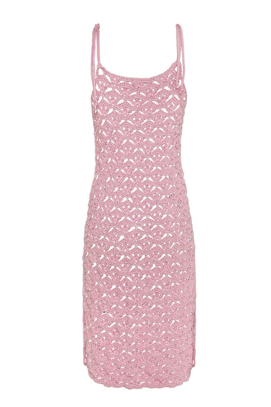 PINK CROCHET MIDI DRESS