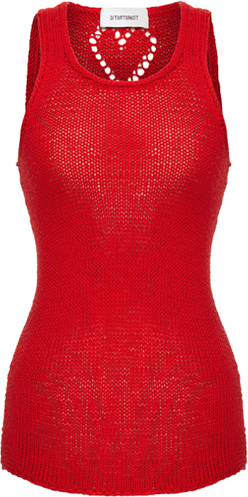 RED HAND KNITTED HEART TOP