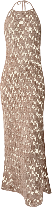 BEIGE KNITTED FISHNET MAXI DRESS