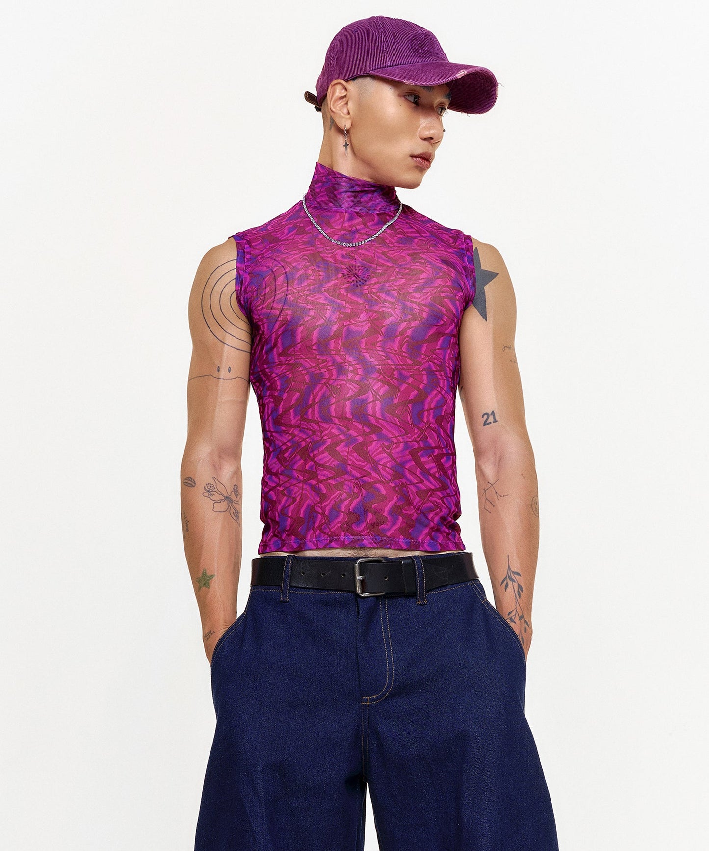 Unisex Sleeveless Psychedelic Mesh Shirt