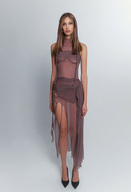 PLUM NYX DRESS WITH HOOD
