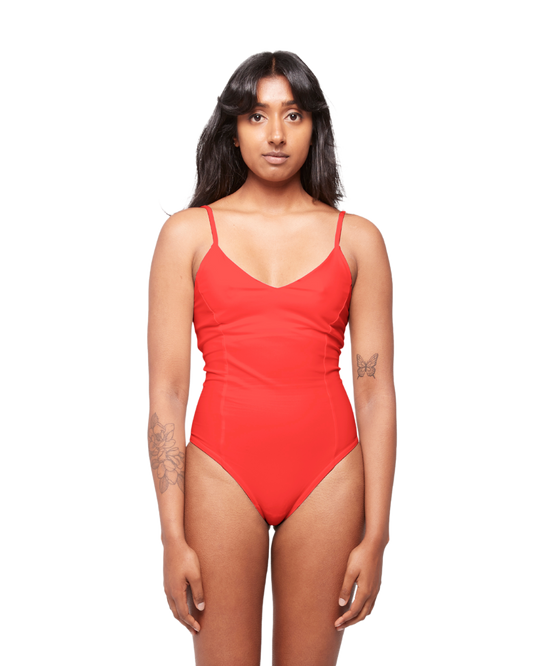 HA 003 - V-NECK BODYSUIT- REDCOAT