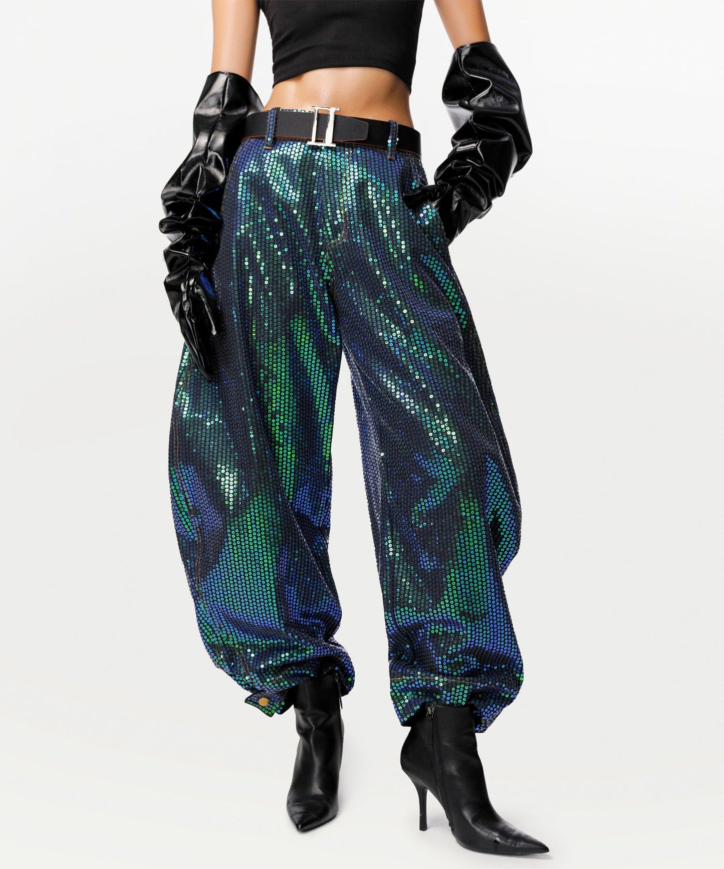 Unisex Matrix Sequin Horseshoe Jeans