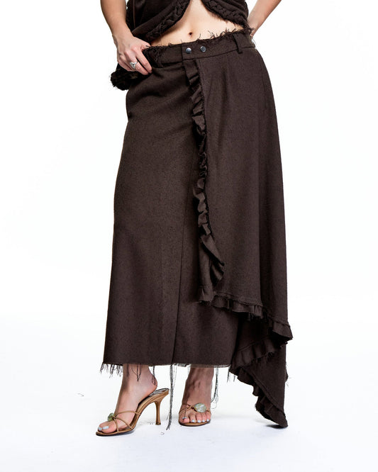 BOUCLE DRAPY RUFFLE SKIRT