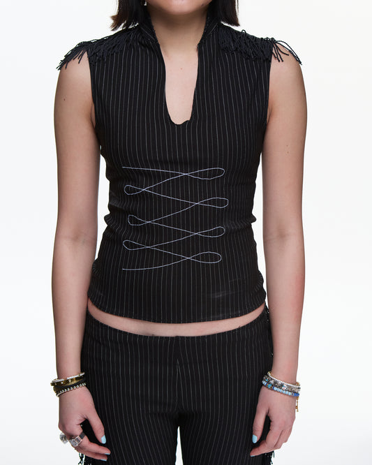 PINSTRIPE MILITARY TOP