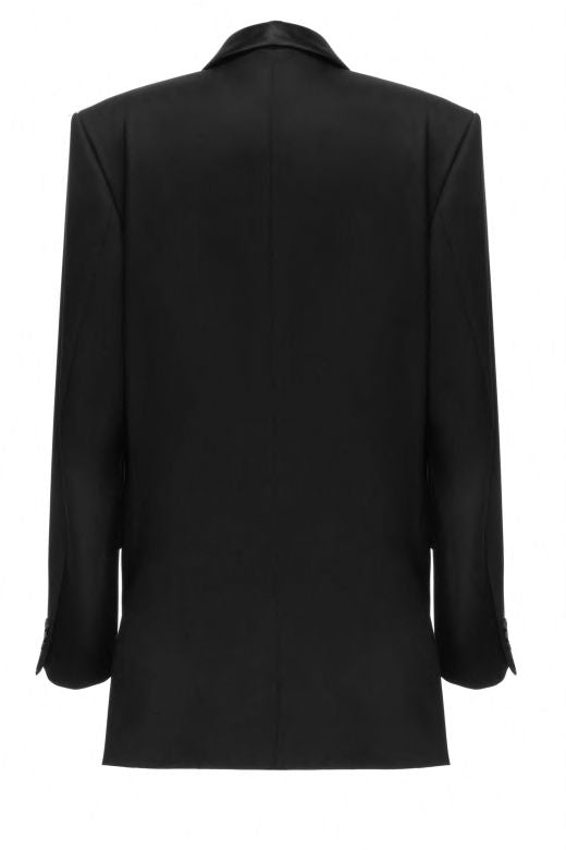 BLACK ASYMMETRICAL WOOL JACKET