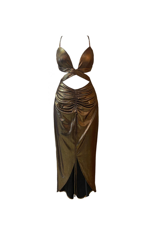 Closr x Joya Ma Metallic Wrapped Dress