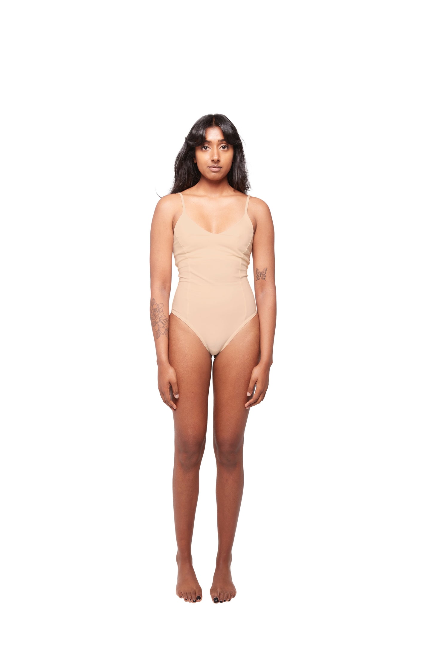 HA 003 - V-NECK BODYSUIT - CAMEL