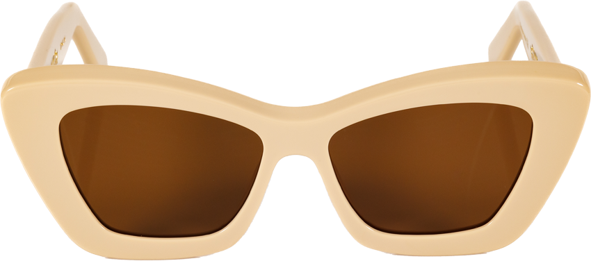 Cat-Eye Sunglasses in Ivory, Brown Lenses